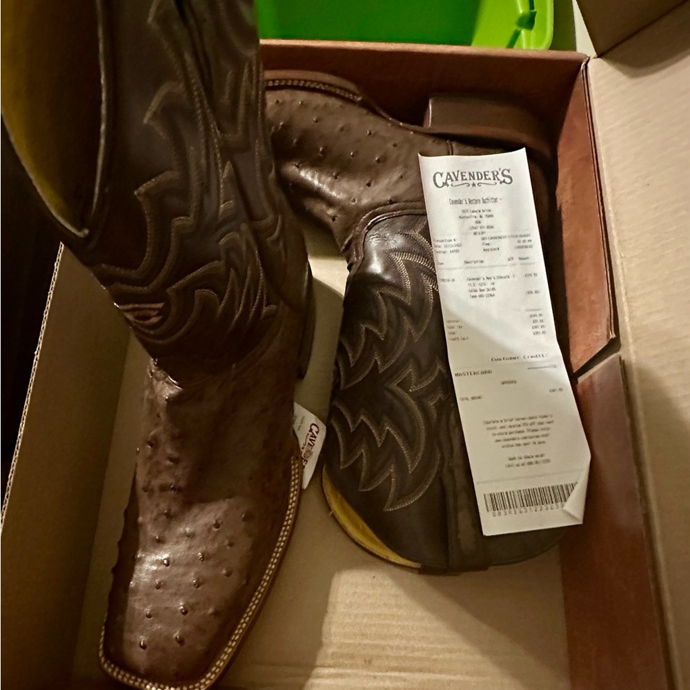 Cavender's Full Quill Ostrich Boots NIB 11.5